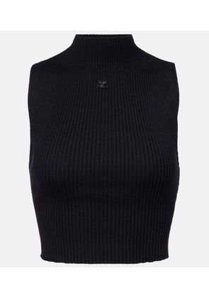 Courreges Ribbed cotton and wool tank top