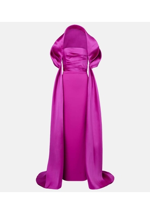 Solace London Vera caped satin gown