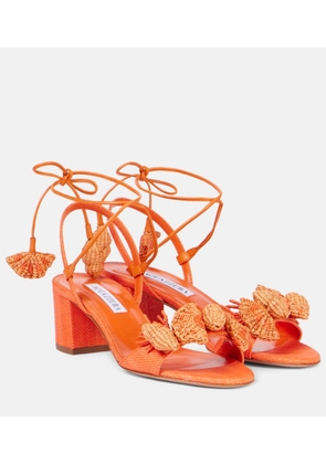 Aquazzura Marea 50 applique leather-trimmed sandals