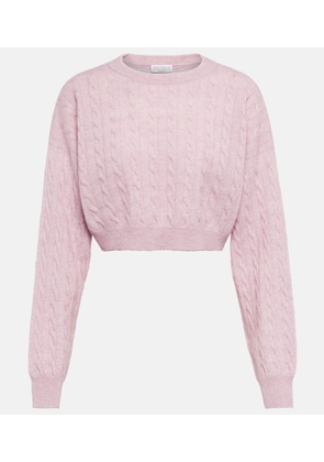 Brunello Cucinelli Cable-knit alpaca wool and cotton cropped sweater