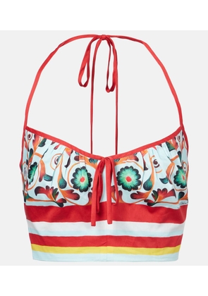 Dolce&Gabbana Printed halterneck cotton crop top