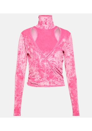 Ganni Cutout wrap velvet top