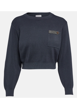 Brunello Cucinelli Cropped ribbed-knit cotton sweater