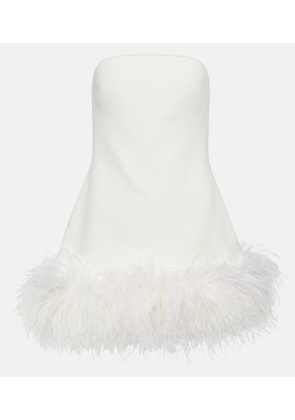 Safiyaa Feather-trimmed crepe mini dress