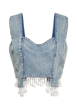 Ganni Embellished denim crop top