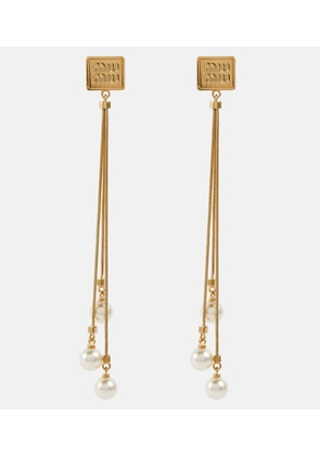 Miu Miu Faux pearl and brass earrings