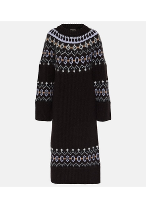 Khaite Rivka Fair Isle cashmere-blend midi dress