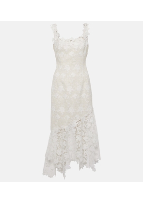 Oscar de la Renta Floral lace-trimmed tweed midi dress