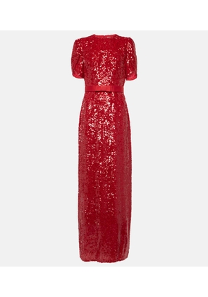 Erdem Bow-detail sequined maxi dress