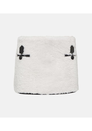 Blancha Leather-trimmed shearling miniskirt