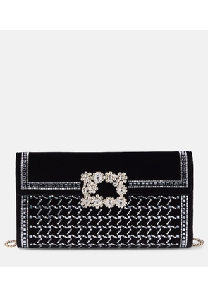Roger Vivier Flower Strass embellished velvet clutch