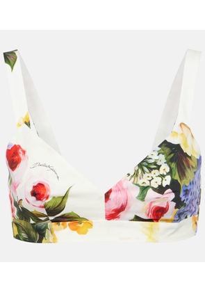 Dolce&Gabbana Floral cotton poplin bra top