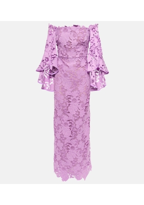 Oscar de la Renta Floral off-shoulder lace gown