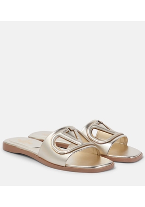 Valentino Garavani VLogo metallic leather mules