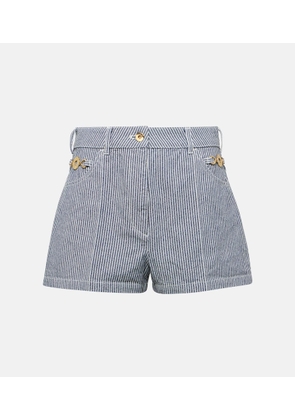 Patou Striped high-rise denim shorts