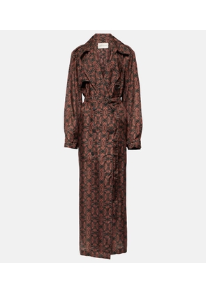 Dries Van Noten Printed silk satin trench coat