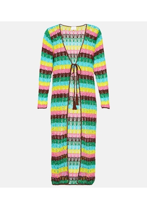 Anna Kosturova Striped crochet cotton beach cover-up