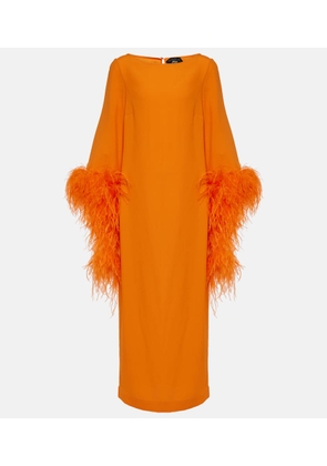 Taller Marmo Del Lago feather-trimmed crepe cady midi dress