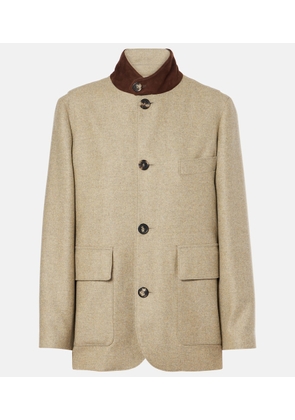 Loro Piana Roadster leather-trimmed wool-blend jacket
