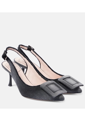 Roger Vivier Fringed denim slingback pumps