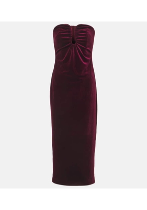 Self-Portrait Strapless velvet midi dress