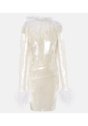 The New Arrivals Ilkyaz Ozel Feather-trimmed sequined minidress