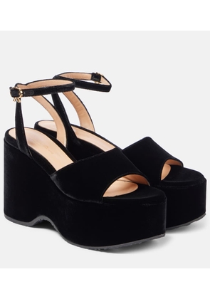 Gianvito Rossi Velvet wedge sandals