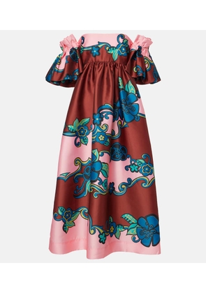 Alemais Floral off-shoulder satin maxi dress