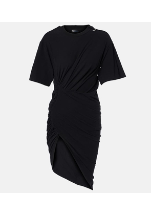 Mugler Draped cotton-blend jersey minidress