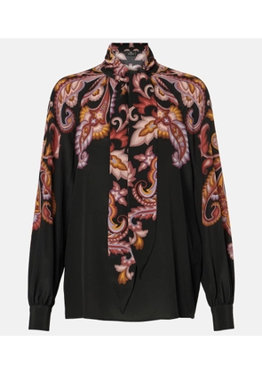 Etro Paisley tie-neck silk blouse