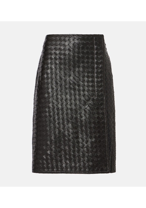 Bottega Veneta Intrecciato leather midi skirt