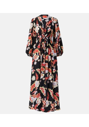 La DoubleJ Printed shirred silk maxi dress