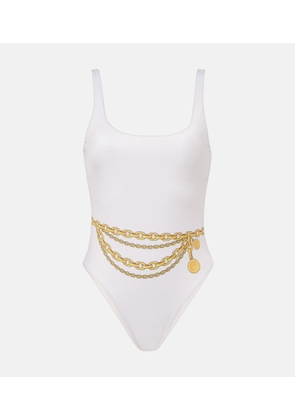 Versace Chain-detail printed swimsuit