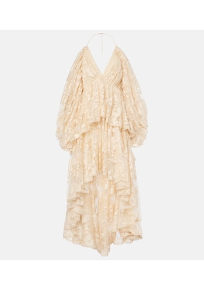 Zimmermann Illustration asymmetric floral lace minidress