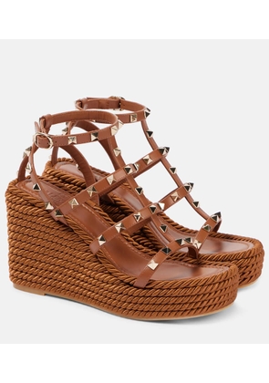 Valentino Garavani Rockstud Torchon 95 leather espadrille wedges