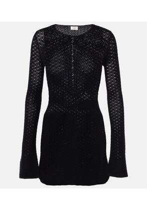 Saint Laurent Wool-blend crochet minidress