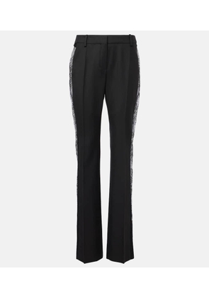 Nina Ricci Lace-trimmed wool straight pants
