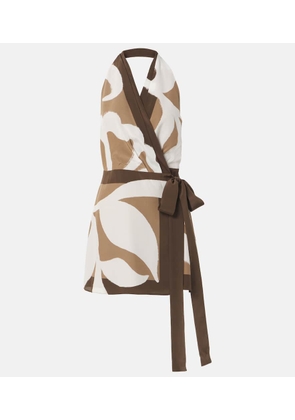 SIR Portia printed silk satin wrap dress