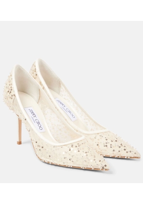 Jimmy Choo Love 85 beaded mesh pumps