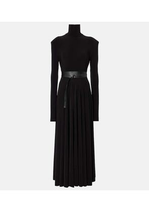 Norma Kamali Belted turtleneck midi dress