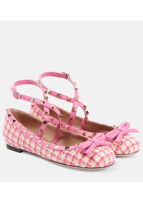 Valentino Garavani Rockstud tweed ballet flats