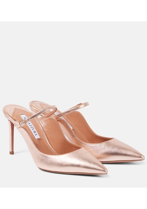 Aquazzura Bellezza 85 metallic leather mules