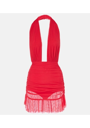 Norma Kamali Ruched halterneck minidress