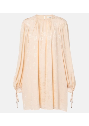 Chloe Gathered floral silk jacquard minidress
