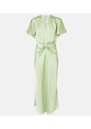 Victoria Beckham Gathered crepe satin midi dress
