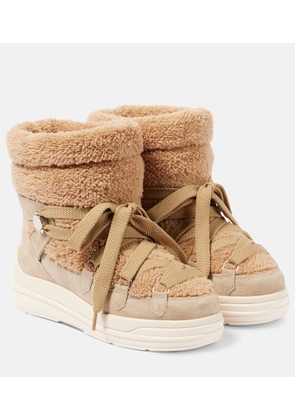 Moncler Insolux suede and faux fur snow boots