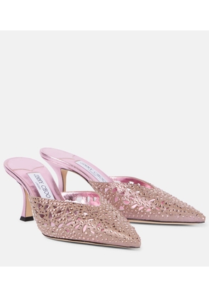 Jimmy Choo Solar 70 embellished laser-cut suede mules