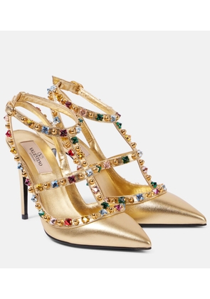 Valentino Garavani Rockstud 100 embellished leather pumps