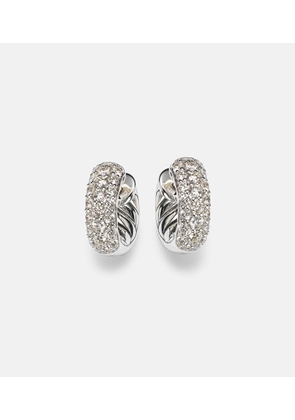 David Yurman DY MercerÂ® Micro sterling silver hoop earrings with diamonds