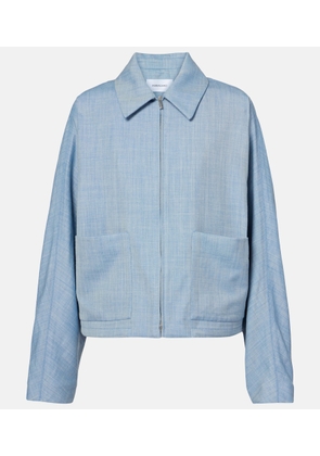 Ferragamo Cropped wool, silk, and linen blouson